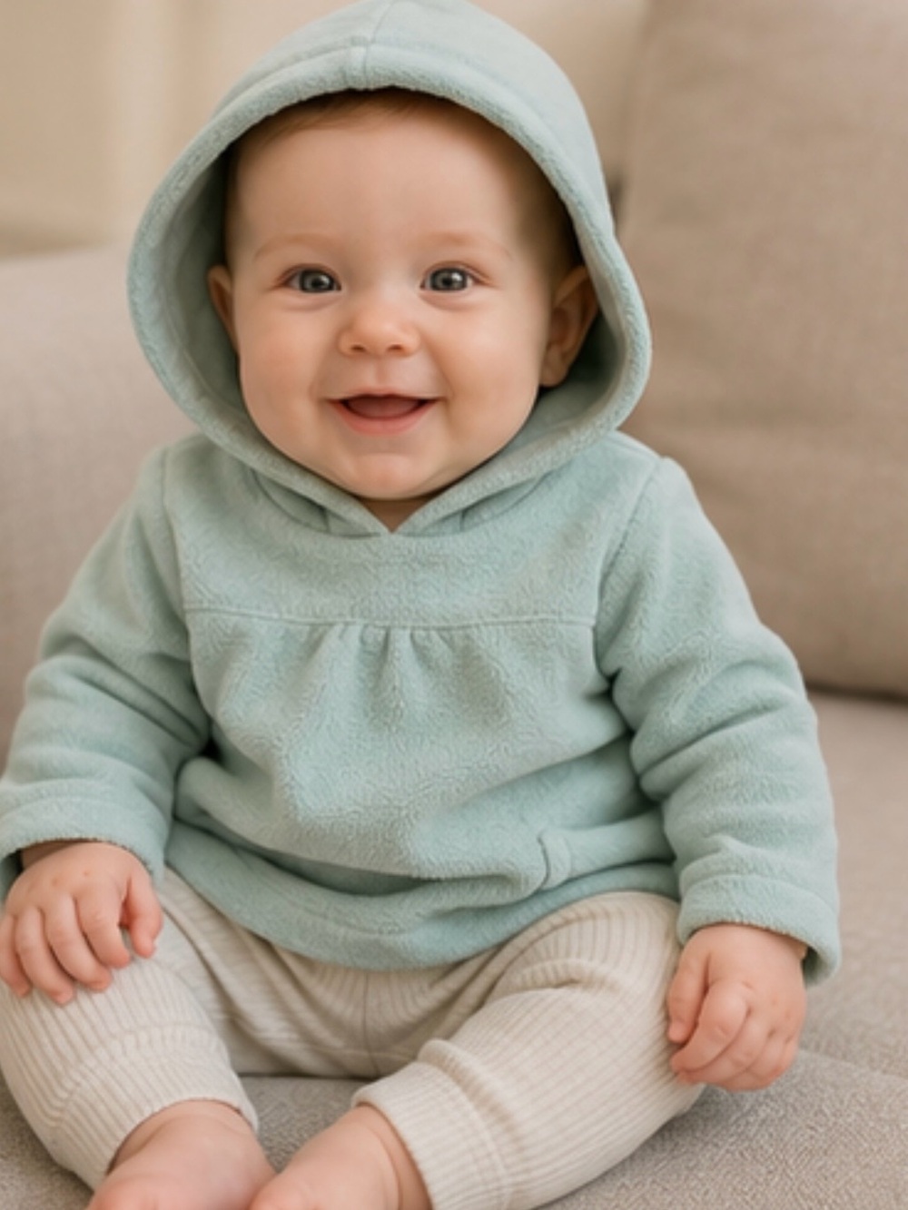 Next Baby Mint Fleece Hoodie – 3–6 Months